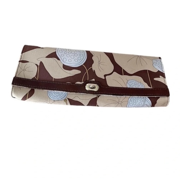 Agnes and Hoss Lotus Silk & Leather Envelope Clutch Handbag - Picture 5 of 12